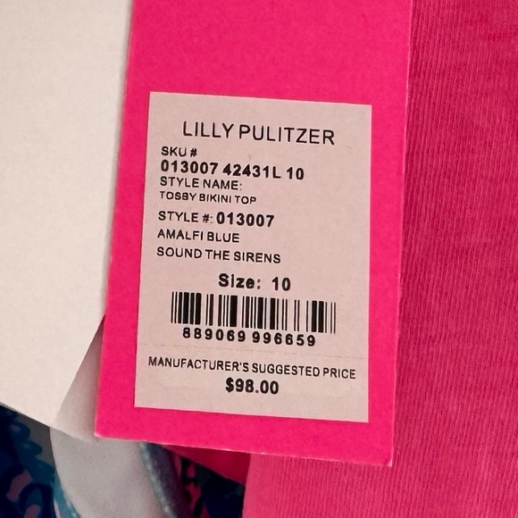 Lilly Pulitzer Tosby Tied Swim Top in Amalfi Blue Sound the Sirens- 10 - Picture 4 of 4